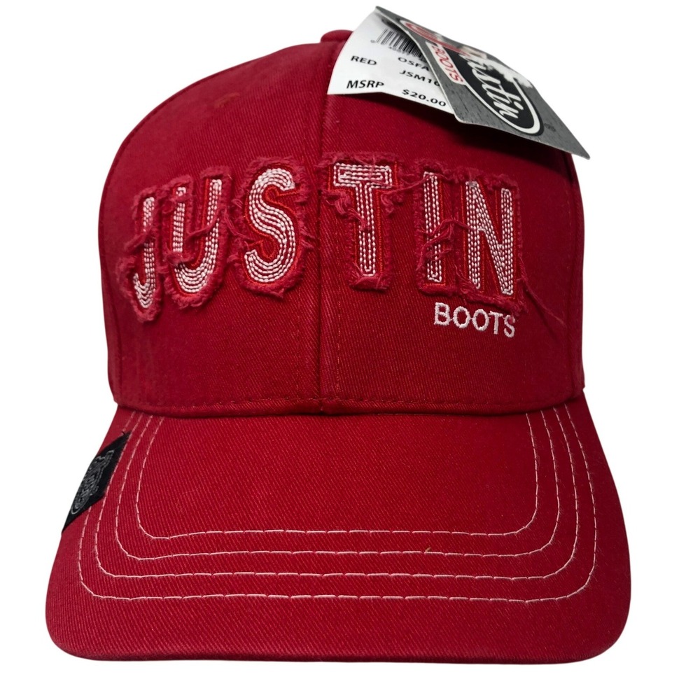 Justin Boots Red Embroidered Logo‎ 3D Baseball Cap Men One Size Fits All